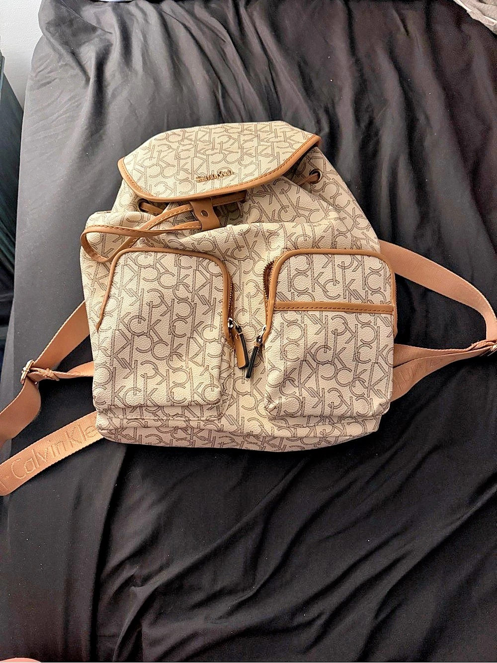 Calvin Klein Key Item Monogram Backpack Brown & Cream
